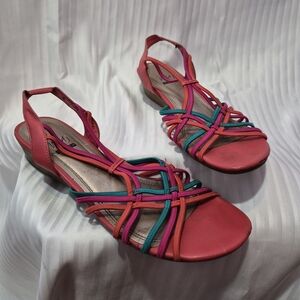 Women’s 8.5 Pink Multicolor Strappy Slingback Sandals Impo Stretch